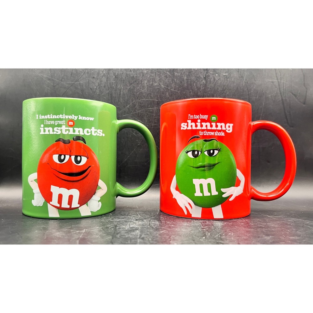 M&M's Red Green Character Ceramic Mug Set 2024 Frankford‎ Candy Mars Candy 12 oz